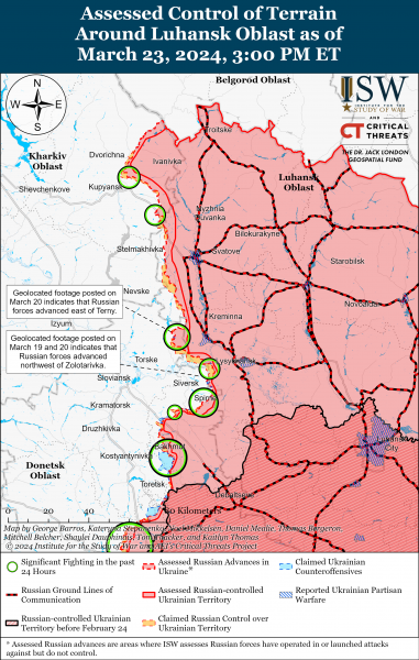 
Російські війська проводять атаки з втратами бронетехніки на Лиманському напрямку: карти ISW 