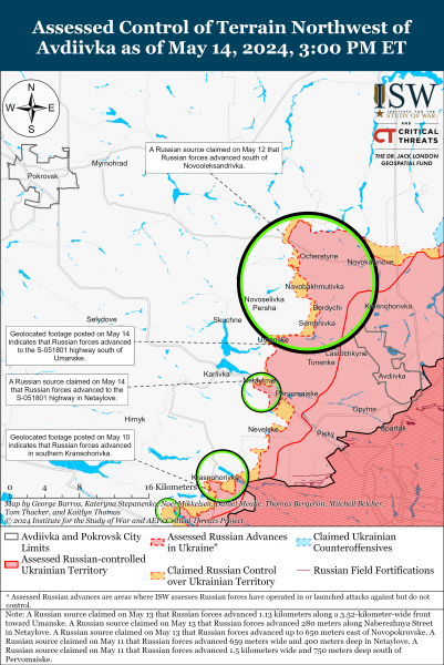 
Окупанти просунулися у чотирьох областях, під Харковом темп наступу уповільнився: карти ISW 