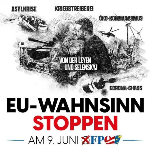 
“Поцілунок” Зеленського і фон дер Ляєн: проросійська партія в Австрії йде на вибори зі скандальним антиукраїнським плакатом (фото)
