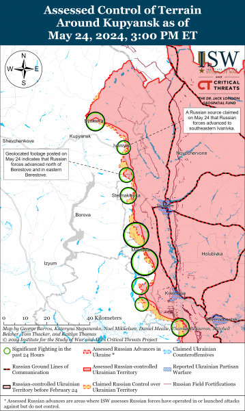
ЗСУ стримують ворога на Харківському напрямку, росіяни тиснуть на Донбасі: карти ISW 
