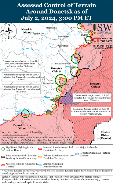 
Ворог просунувся у Вовчанську, Часовому Яру та біля Авдіївки: карти ISW 