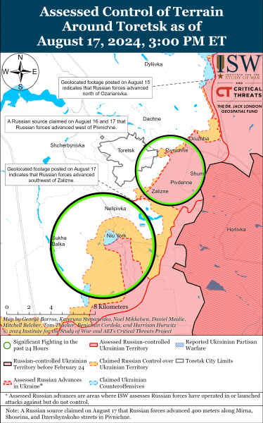 
ЗСУ просунулися у Часовому Ярі й відбили ворожі механізовані штурми: карти ISW 