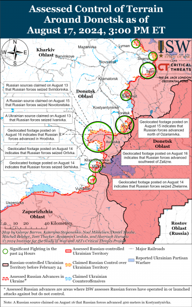 
ЗСУ просунулися у Часовому Ярі й відбили ворожі механізовані штурми: карти ISW 