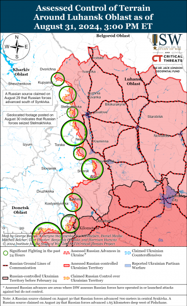 
Російські війська знову просунулися в Донецькій області: карти ISW 