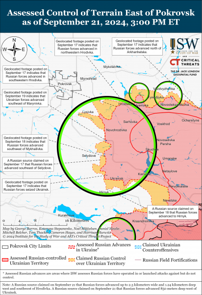 
ЗСУ відбивають механізовані штурми, а ворог тисне у чотирьох областях: карти ISW 