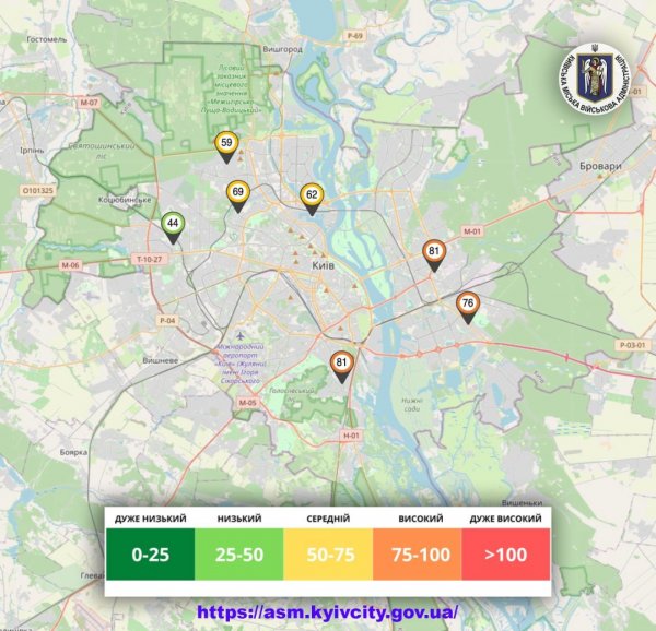 У трьох районах Києва фіксують високе запилення повітря