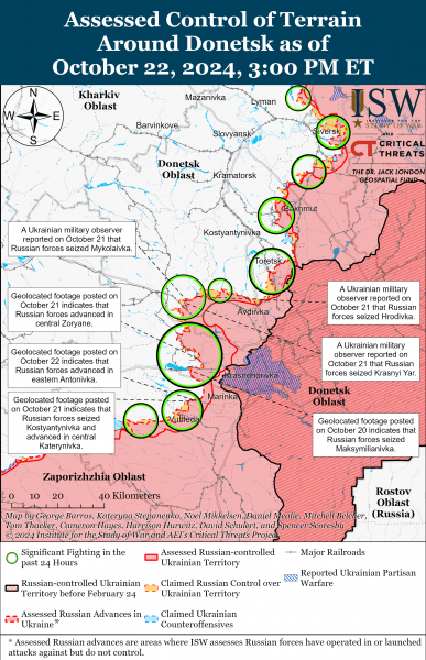 
Росіяни просунулися в Курській області, а також в районі Курахового та Вугледару: карти ISW 