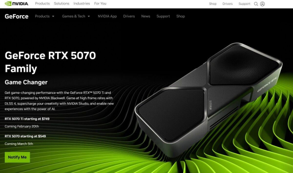 NVIDIA офіційно оголосила дати релізу відеокарт GeForce RTX 5000 середнього класу